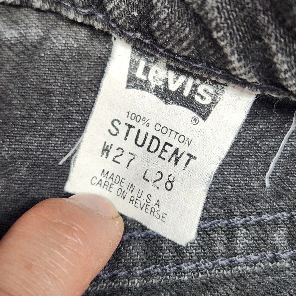 Levis Vintage 506 Black Wash Straight Orange Tab Student Jeans 27x28 90s USA